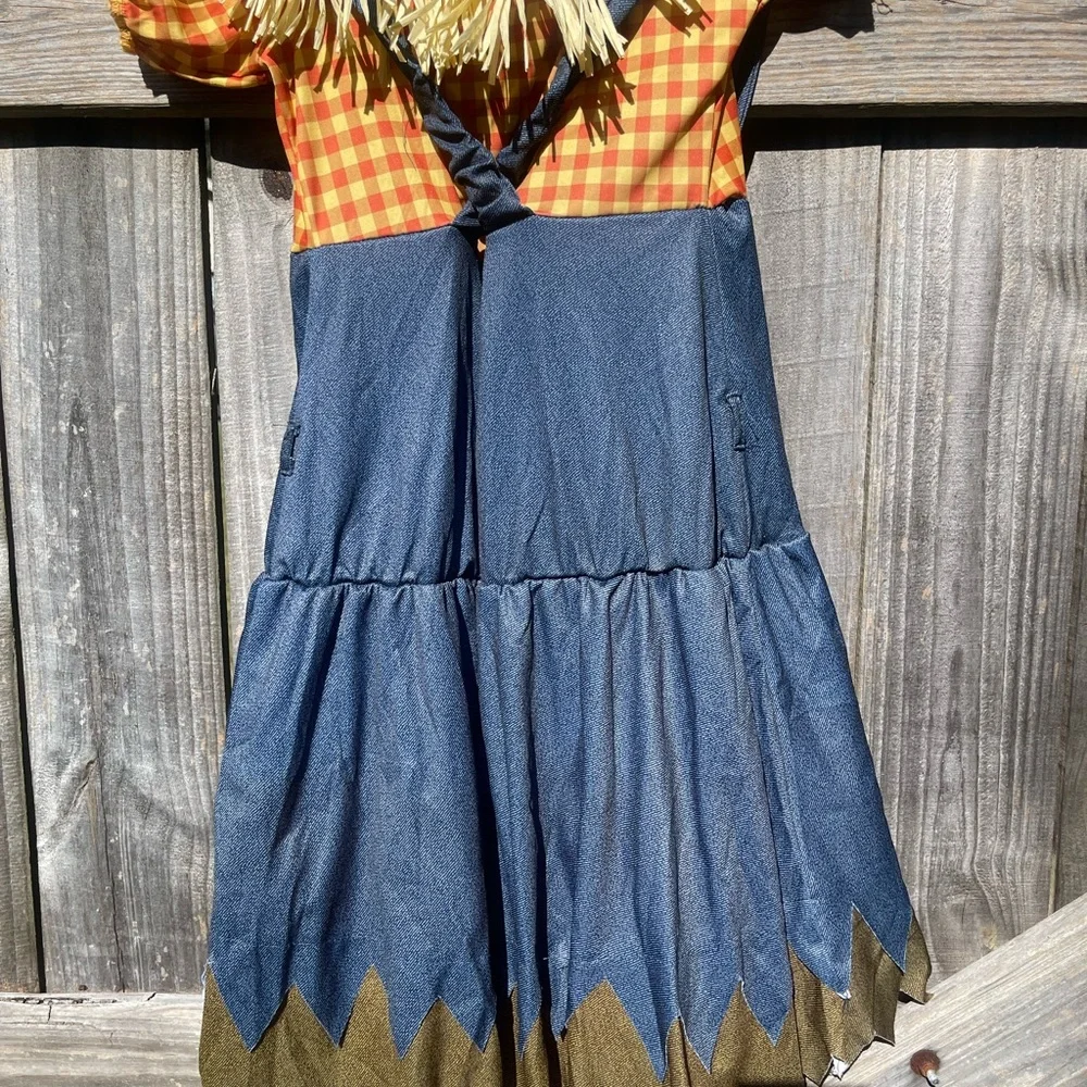 Kids Scarecrow Costume with Blue and Orange Design Sz S (4-6)